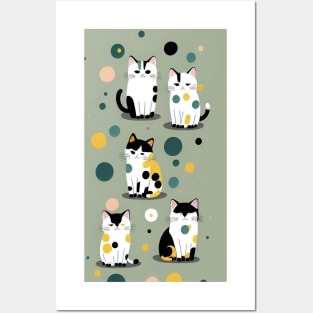 Polka Dot Elegance: Sophisticated Cat Design Posters and Art